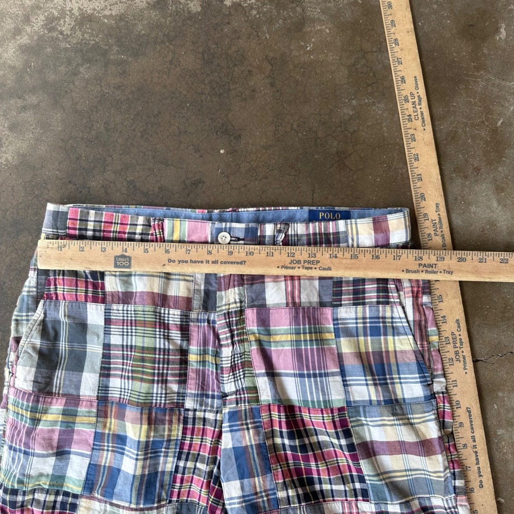 Polo Ralph Lauren Shorts Mens 35 Multicolor Excellent Patchwork Madras Cotton - Picture 5 of 6